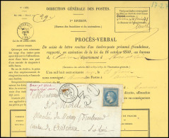 Obl. 29A - 20c. Bleu S/lettre Frappée Du CàD De TOURNUS Du 17 Février 1871 à Destination CUISEAUX. Timbre Ayant Déjà Ser - 1863-1870 Napoleon III With Laurels