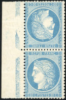 * 37c - 20c. Bleu. Paire Tête-Bêche Verticale. Bord De Feuille. Très Belle Pièce . R. - 1870 Beleg Van Parijs