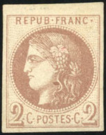 * 40A - 2c. Chocolat Clair. Report 1. Petit Haut De Feuille. TB. - 1870 Bordeaux Printing