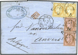 Obl. 58x 2 + 55 X 2 - 15c. Bistre X 2 + Paire Du 10c. Brun S/rose S/lettre Frappée Du CàD De PARIS R. DU PONT NEUF Du 15 - 1871-1875 Cérès