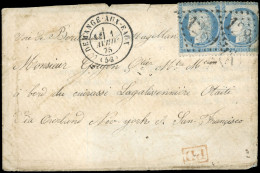 Obl. 60Cx 2 - 25c. Cérès X 2 Obl. GC S/lettre Frappée Du CàD De DEMANGE-AUX-EAUX Du 1er Avril 1875 à Destination D'un Mi - 1871-1875 Ceres