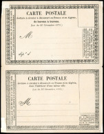 * Essai De 2 Types Différent De Carte Postale Précurseur En Noir Se-tenant. SUP. RR. - 1876-1878 Sage (Typ I)