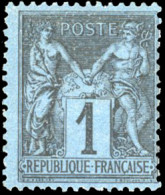 * 84 - 1c. Noir S/bleu De Prusse. Très Belle Nuance. Décentrage Habituel Pour Ce Timbre. SUP. - 1876-1878 Sage (Typ I)