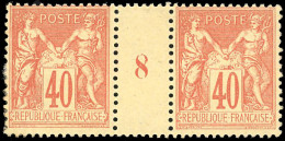 * 94 -  40c. Orange. Paire Millésime 8. B. - 1876-1878 Sage (Type I)