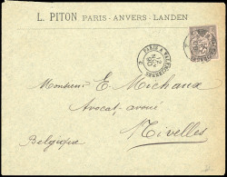 Obl. 97 - 25c. Noir S/rose Obl. S/lettre Frappée Du Cachet Ambulant PARIS A VALENCIENNES Du 12 Novembre 1890 à Destinati - 1876-1878 Sage (Type I)