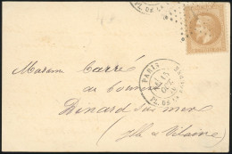 Obl. 28 - LE JULES FAVRE N°1. 10c. Lauré Obl. étoile S/carte Frappée Du CàD De PARIS - PL. DE LA BOURSE Du 15 Octobre 18 - Oorlog 1870