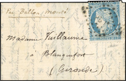 Obl. 37 - Pli Confié Du GARIBALDI. 20c. Siège Obl. De L'Ambulant PB1° S/lettre Manuscrite Du 20 Octobre 1870 à Destinati - Guerra De 1870
