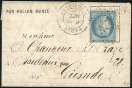 Obl. 37 - LE COLONEL CHARRAS. 20c. Siège Obl. étoile S/formule Imprimée Frappée Du CàD De PARIS - R. SERPENTE Du 27 Octo - Krieg 1870