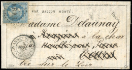 Obl. 29 - LE DAGUERRE. 20c. Lauré (def) Obl. ''ARAL'' S/Dépêche-Ballon N°3 Frappée Du CàD De L'ARMEE DU RHIN Du 9 Novemb - Guerre De 1870