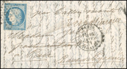 Obl. 37 - LE POSTE DE PARIS. 20c. Siège Obl. étoile 2 S/lettre Frappée Du CàD De PARIS - R. ST-LAZARE Du 16 Janvier 1871 - Guerre De 1870