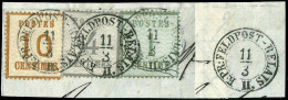 Obl. 1 + 3 + 5 - 1c. + 4c. Et 10c. S/fragment. Obl. FELDPOST RELAIS II. TB. - Autres & Non Classés