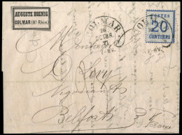 Obl. 6 - 20c. Obl. S/lettre Frappée Du CàD De COLMAR FER A CHEVAL Du 26 Octobre 1871 à Destination De BELFORT. SUP. - Other & Unclassified