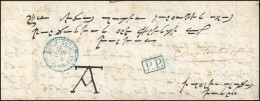 Obl. KUSTENDJE. Lettre Manuscrite En Bizantin Frappée Du Cachet Bleu "P.P." Et Du Càd Bleu De KUSTENDJE Du 9 Novembre 18 - 1849-1876: Classic Period