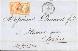 Obl. 13 + 16 - RHODES. 10c. + 40c. Empire, PC 3772 S/lettre Frappée Du CàD Perlé De RHODES - TURQUIE Du 2 Décembre 1860  - 1849-1876: Classic Period