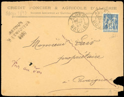 Obl. 90 - ALGER. 15c. Groupe Obl. Du CàD D'ALGER - BOURSE Du 15 Septembre 1893 à Destination De CAVAIGNAC. Griffe Retour - 1849-1876: Classic Period