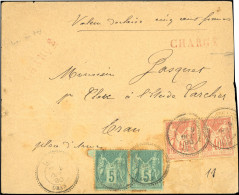 Obl. 75 + 94 - LOUGASSE. Paires Du 5c.  T Du 40c. Groupe Obl. S/lettre Chargée à (500F.) Frappée Du Cachet Perlé LOUGASS - 1849-1876: Période Classique