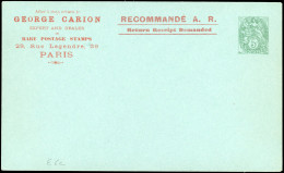 * 111 - 5c. Vert. Type Blanc. Entier Postal De 16.7cm X 10cm Repiqué GEORGE CARION Recommandé AR En Rouge Et En Anglais. - Otros & Sin Clasificación