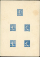 (*) 129 - Epreuve S/feuillet En Bleu Des 5 Décompositions Du 10c. Ligné Au 25c. Semeuse Fond Plein. TB. R. - Autres & Non Classés