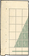 ** 130 - 15c. Semeuse De Roty Vert. Papier GC. Bloc De 15 Dont Variété D'impression Sur 11 Timbres. Timbres Non Imprimés - Autres & Non Classés