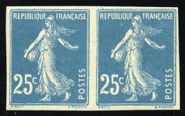 ** 140 - 25c. Semeuse Bleu-clair. Paire ND. SUP. - Autres & Non Classés