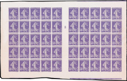 (*) 142c - 35c. Semeuse Violet. ND. Feuille De 50 Avec Millésime 5 Sur Papier Teinté. SUP. RR. - Autres & Non Classés