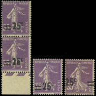 ** 218+ 218b -  + 218e. 25c. S/35c. Violet. Variété Boucle Du ''5'' Fermée + Variété De Valeur Sur Valeur Sans Barres. S - Sonstige & Ohne Zuordnung