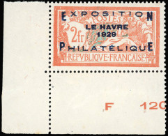 ** 257A - Exposition Philatélique Du Havre. Centrage Parfait. Coin De Feuille. SUP. - Other & Unclassified