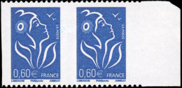 ** 3959-R - 0,60€ Marianne De Lamouche Bleu. Paire Horizontale Non Confectionnée, Sans N° Au Verso. BdeF. Non Coté. N°  - Sonstige & Ohne Zuordnung