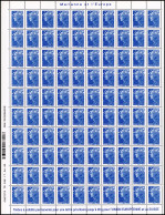 ** 4188b - Marianne De Beaujard. Bleu. Feuille Complète De 100 Timbres. Variété Sans Phosphore Sur Tous Les Timbres. Coi - Other & Unclassified