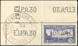 ** 6c - 1F.50 Outremer. Perforé EIPA30 Inversée. Coin De Feuille Intégral Avec Perforation Et Grand CàD De L'EXPOSITION  - Autres & Non Classés