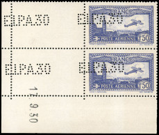 ** 6c - 1F.50 Outremer. Paire Verticale Avec Perforation EIPA30 à Cheval. Coin De Feuille Perforé Et Daté Du 17.9.30. SU - Autres & Non Classés