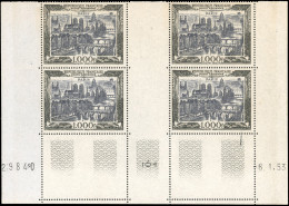 ** 29 - 1000F. Vue De Paris. Bloc De 4. Bas De Feuille Intégral Numéroté Et Daté Du 6.1.53. SUP. - Sonstige & Ohne Zuordnung