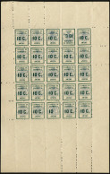 ** 1 - 10c. Vert Et Outremer. Feuillet Complet De 25 Avec : Variétés 10 Sans "c" Et Tête-bêche. Léger Pli Sur 3 Ex. Sino - Other & Unclassified