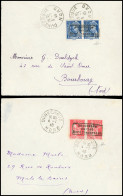 Obl. 3 + 4 - Paire Du 50c. Rose-rouge Et Paire Du 50c. Bleu Surch. Dunkerque Obl. Du 4 Et 3 Juillet 1940 S/2 Devant De L - War Stamps