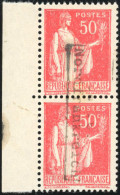 * 6 - COUDEKERQUE. 50c. Type Paix Rose-rouge. Paire Verticale Avec BdeF. TB. - War Stamps