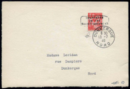Obl. 6A - 1F. Iris Rouge Surch. DUNKERQUE S/devant De Lettre. (cf DALLAY). TB. - Guerre (timbres De)