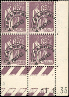 ** 73 - 65c. Type Paix Violet-brun. Bloc De 4. Coin De Feuille Intégral Daté Du 1.8.35. SUP. - Other & Unclassified