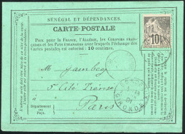 Obl. 50 - 10c. Noir S/lilas Obl. S/carte Postale Du SENEGAL à Destination De PARIS. Cachet De Passage Par SEDHION, De GO - Sonstige & Ohne Zuordnung