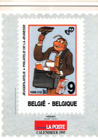 Calendrier 1995  émis Par La Poste NERON- Représentation Des Timbres 3144 - 2484 - Tintin 1944 - 2150 - 2528 - 2431 2264 - Philastrips