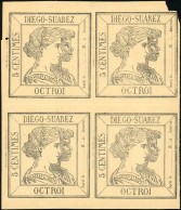 (*) Timbres D'OCTROI. 2 Blocs De 4 Du 5c. Papier Blanc Et Papier Crème. TB. - Andere & Zonder Classificatie