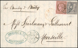 Obl. INDE - PONDICHERY. Timbres De Colonies Générales N° 18 + 33. 10c. Cérès + 15c. Groupe Obl. S/lettre Frappée Du CàD  - Andere & Zonder Classificatie