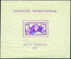 * 3 - Blocs Et Feuillets. Bloc Feuillet De L'Exposition De 1937 Avec Petite Surcharge. SUP. - Andere & Zonder Classificatie