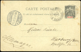 Obl. Carte Postale Du 10c. Noir, Légende Rouge, Frappée Du CàD De SAIGON-CENTRAL Du 10 Janvier 1902 à Destination De HAR - Other & Unclassified