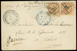 Obl. 3+ 4 - 10c. Bistre + 40c. Orange, Type Aigle, Obl. MQE + Plume S/lettre De Case Pilote Du 8 Janvier 1869 Frappée Du - Other & Unclassified