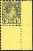 * 9 - 1F. Charles III Noir S/jaune. Coin De Feuille. Pièce D'exposition. SUP. - Autres & Non Classés