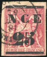 Obl. 4+ 5 - 25 S/35c. Violet-noir S/jaune, Coin De Feuille + 25 S/75c. Rose. Obl. Réparé à Gauche. TB. - Other & Unclassified