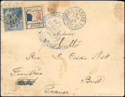 Obl. 26 - 15c. Bleu + Vignette De Correspondance Militaire Obl. S/lettre Frappée Du CàD Du CORR. D'ARMEES - NOUMEA Du 22 - Autres & Non Classés