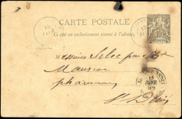 Obl. Carte Postale Légèrement Accidentée Du 10c. Noir-vert Frappée Du CàD Ferroviaire De La LIGNE-SOUS-LE-VENT Du 15 Fév - Other & Unclassified