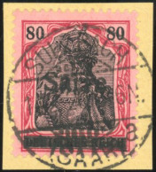 Obl. 16 - 80p. Rouge Et Noir S/rose. Obl. S/fragment. TB. - Sonstige & Ohne Zuordnung