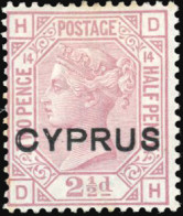 * SG#3+ 4 - 2 1/2 Rosy Mauve + 4d. Sage-green. VF. - Chipre (...-1960)